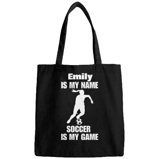 Sport Soccer Womens Emily is my name soccer is my game saying Bags