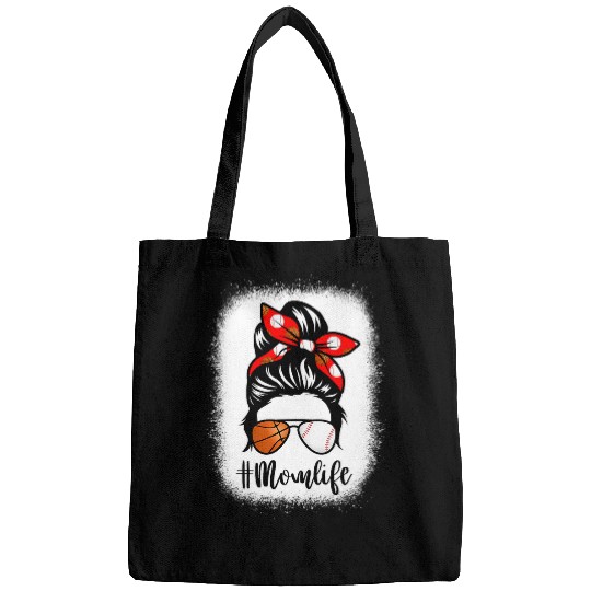 Funny Basketball Coachs Bleached Women Mom Life Baseball Messy Bun Basketball Mother 98 Bags