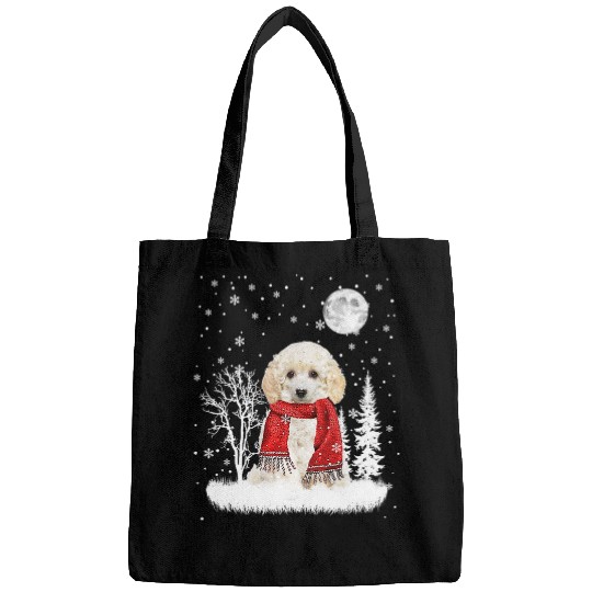 Poodle Pet Toy Poodle Christmas Night Dogs Forest Trees Bags