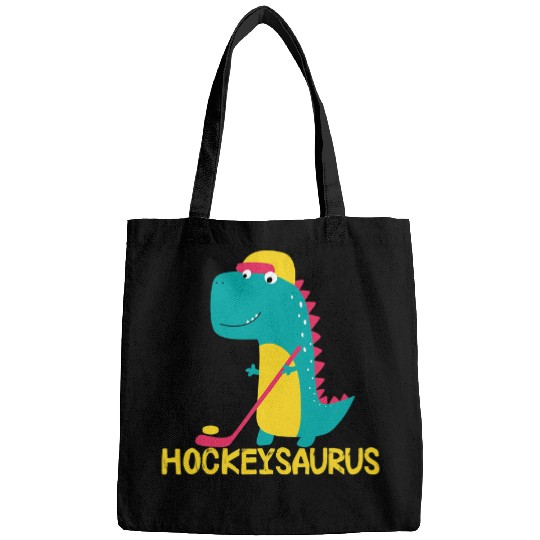 Sport Hockey Dino Hockey Fan Hockeysaurus Winter Sports Dino Ice Hockey Player Bags