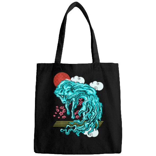 Coyote Mammal Cool Japanese Red Moon wolfs Spirit Bags