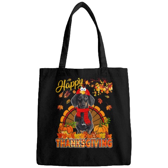 Dachshund Pet Thanksgiving Dachshund Wearing Turkey Costume Fall Leaves Bags