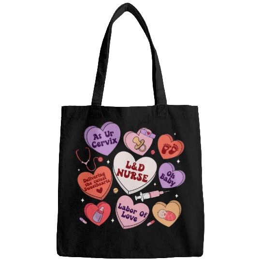 LD nurses Groovy Hearts Candy Valentines Day Women Bags