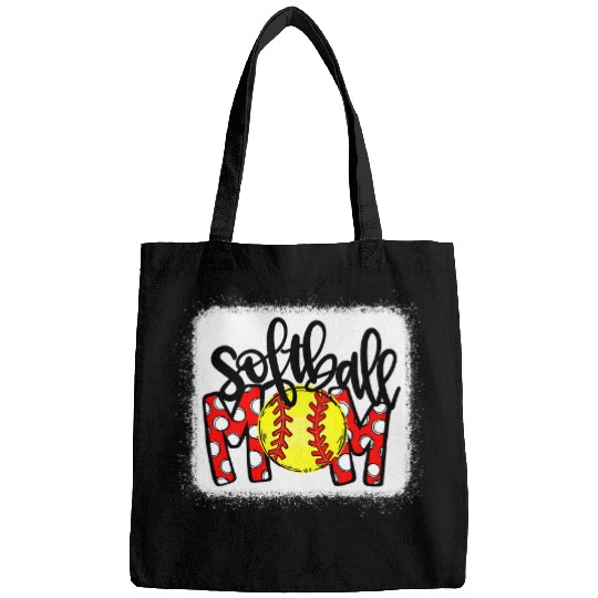 Sport Softball Bleached Leopard Ball Mom Mothers Day Tee Softball Mom Bags