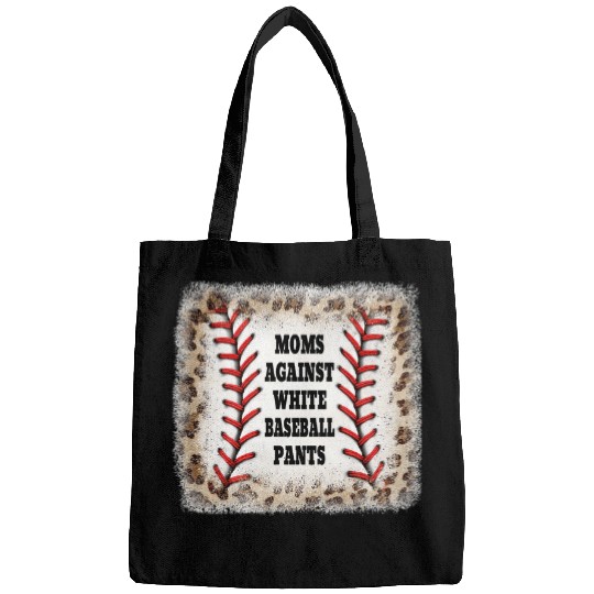 Sport Baseball Moms Against White Baseball Pants Leopard Print Bleached Red Bags