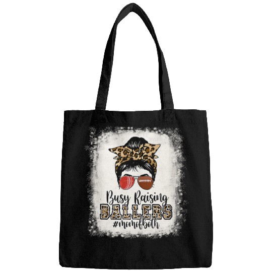 Sport American Football Busy Raising Ballers Mom Of Both Cricket Football Messy Bun Bags
