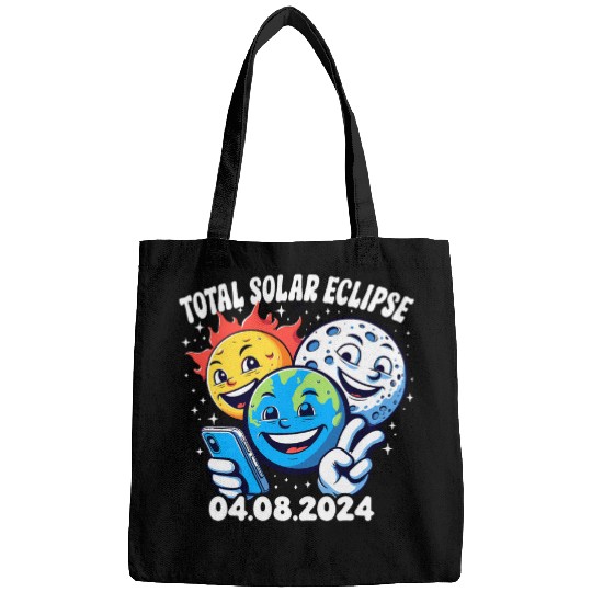 Funny Earth Moon Sun Total Solar Eclipse April 8 2024 Bags