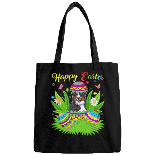 Bernese Mountain Pet Floral Easter Egg Lover Funny Bernese Mountain Dog Easter Bags
