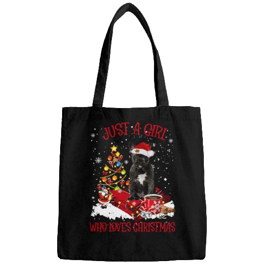 French Bulldog Pet Black French Bulldog Just A Girl Who Loves Christmas Bags