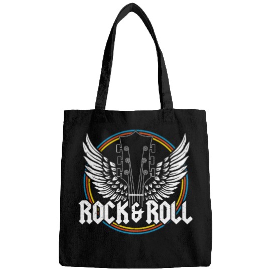 Funny Guitar Vintage Rock 2Roll Guitar Wings Music Retro Concert Band Bags