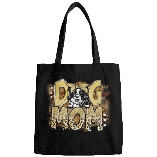 Border Collie Pet Womens Cute Border Collie Mom Leopard Dog Lovers Mothers Bags