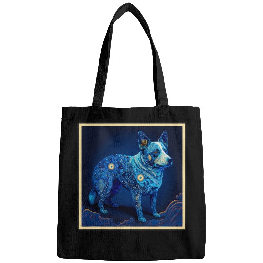 Heeler Pet Surrealism Japanese Painting Blue Heeler Bags