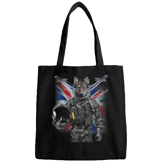 Coyote Mammal as Fighter Jet Pilot Union Jack Bags