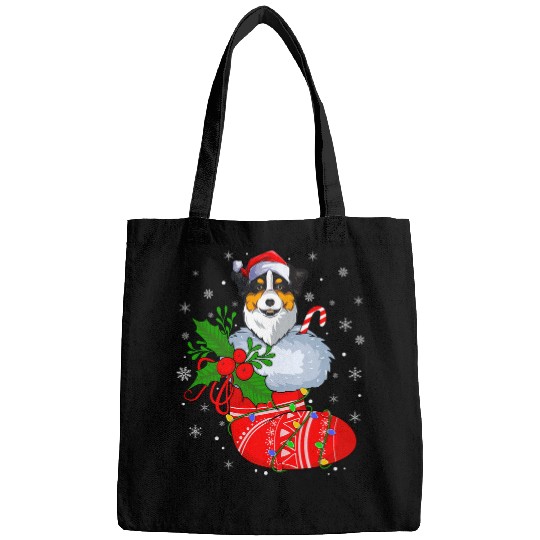 Bernese Mountain Pet Funny Bernese Mountain Dog In Christmas Socks Santa Xmas Bags