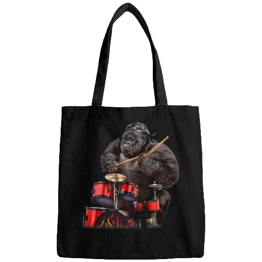 Funny Drummer Gorilla Playing Drum Rock n Roll Bags