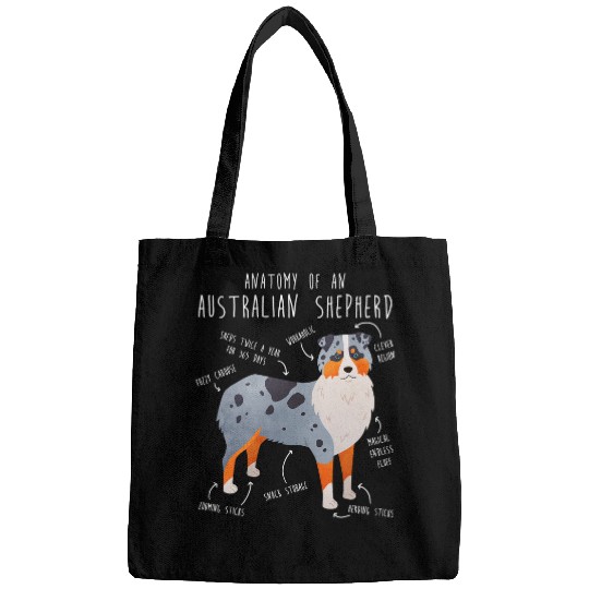 Australian Shepherd Pet Anatomy Cute Funny Pet Aussie Dog Mom 1 Bags