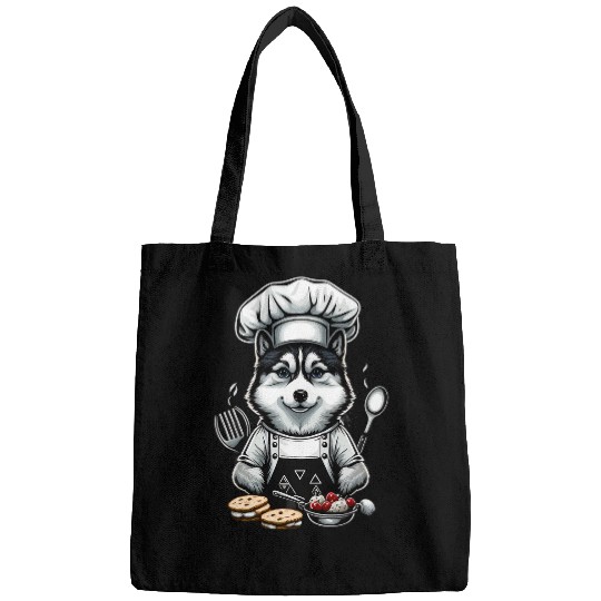 Husky Pet Cooking Husky Restaurant cook on Siberian Husky chef Bags
