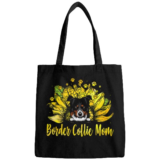 Border Collie Pet Womens Sunflower Border Collie Mom Dog Lover Bags