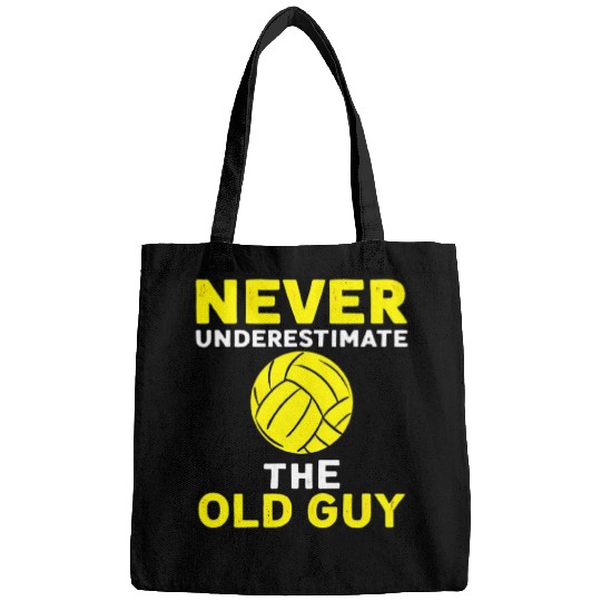 Sport Volleyball Mens Never Underestimate The Old Guy Fathers Day Volleyball Coach Bags