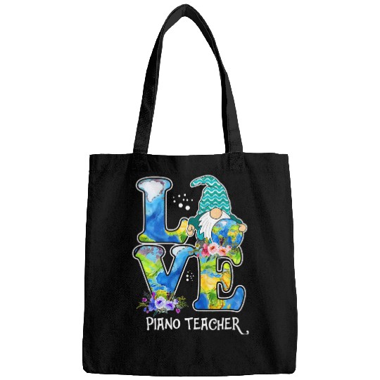 Funny Piano Music Earth Day Teacher Gnome Piano Teacher Bags