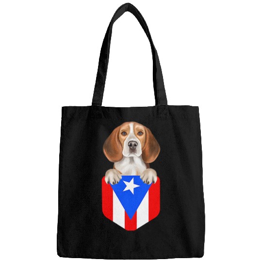 Beagle Pet Puerto Rico Flag Beagle Dog In Pocket Bags