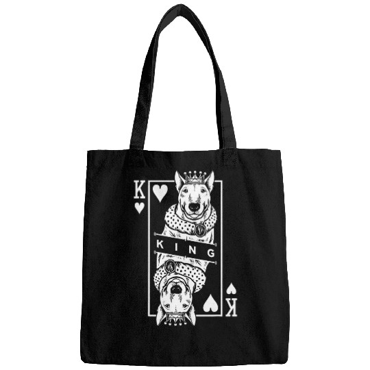 Bull Terrier Pet King Of Hearts Funny Dog Lover Card Pop Art Bags
