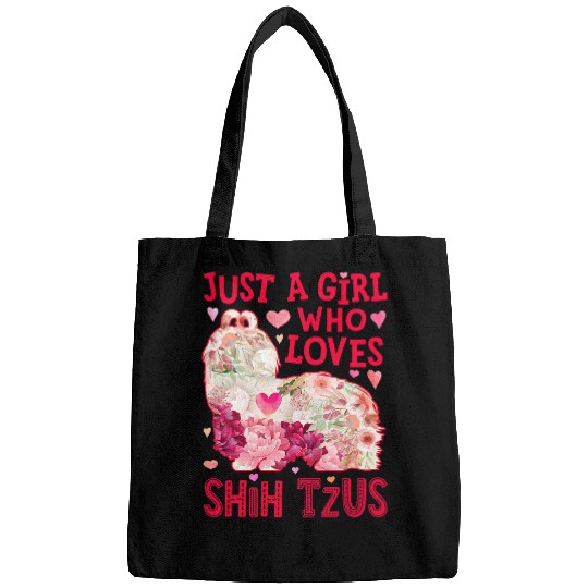 Shih Tzu Pet Just A Girl Who Loves Shih Tzus Dog Flower Floral Bags