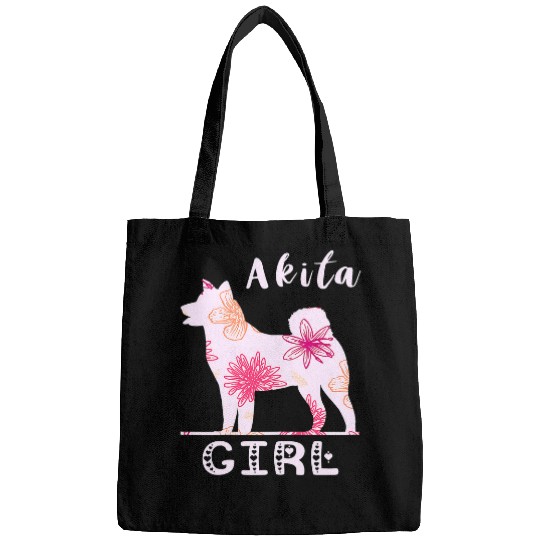 Akita Pet Girl Flower Akita Dog Lover Akita Owner Shiba Inu Dog Bags