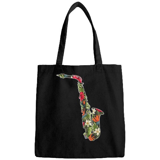 Funny Saxophone Summer Tropical Floral Print Flower Hawaii Men Bags