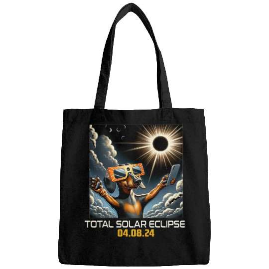 Dachshund Pet Weiner Dachshund Dog Selfie Solar Eclipse Bags