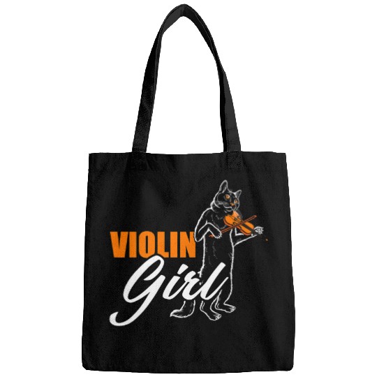 Funny Violin Womens Violin Girl Player Cat Musician Fiddle Instrument Orchestra Bags