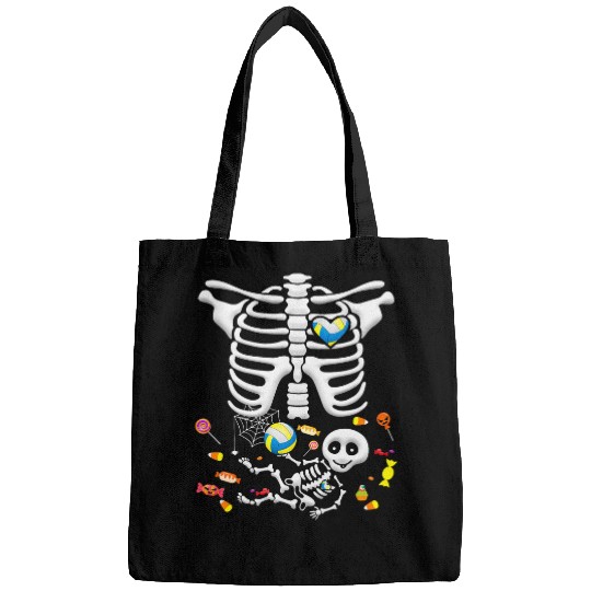 Sport Volleyball Baby Skeletons Candy And Volleyball Halloween Pregnancy X Ray Bags