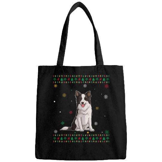 Border Collie Pet Matching Outfit For Holiday Border Collie Dog Ugly Christmas Bags