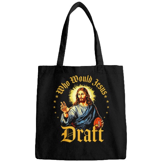 Sport American Football vintages Who Would Jesus Draft Fantasy Football Funny Bags