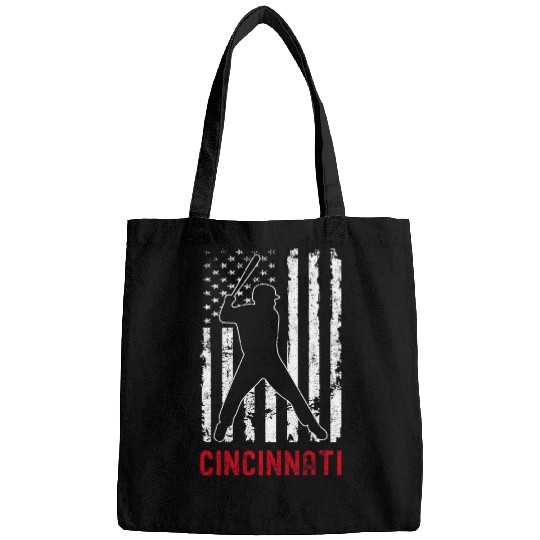 Sport Baseball Cincinnati Ohio American Flag Baseball Weathered Bags