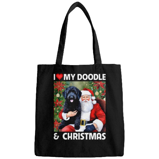 Labradoodle Pet I Love My Black Labradoodle and Christmas Tree Santa Clause Bags