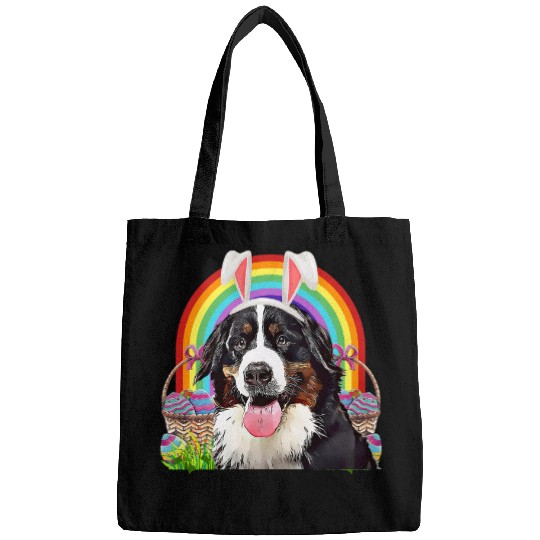 Bernese Mountain Pet Lover Easter Bunny Egg Hunt Rainbow Bags