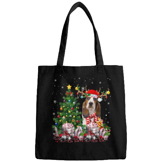 Basset Hound Pet Christmas Tree Lights Santa Pajamas Xmas Bags