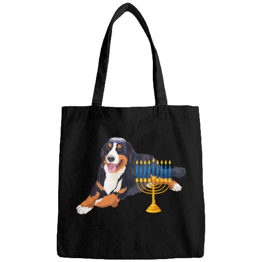 Bernese Mountain Pet Jewish Bernese Mountain Dog Menorah Hanukkah Pajamas Bags