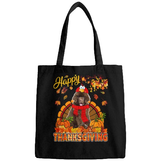 Newfoundland Pet Thanksgiving Newfoundland Wearing Turkey Costume Fall Leaves Bags