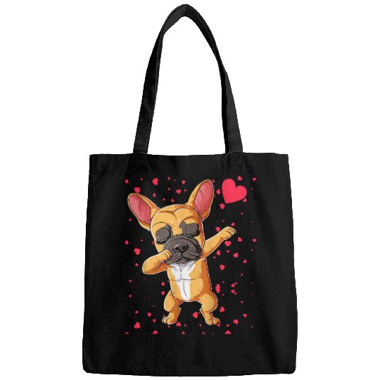 French Bulldog Pet Valentines Day Dabbings French Bulldog Holding Hearts Boys Bags