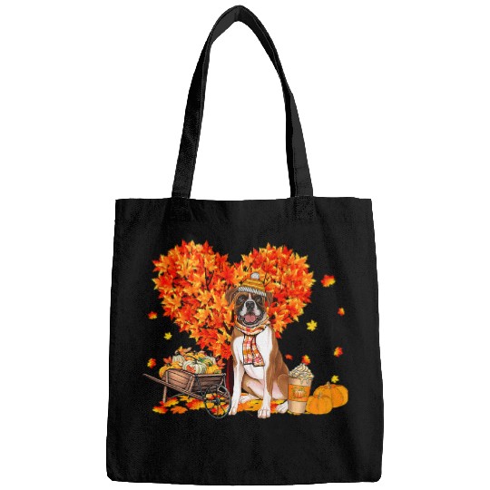 Boxer Pet Autumn Tree Fall Leaves Pumpkin Dog Lover Thanksgiving 32 Bags