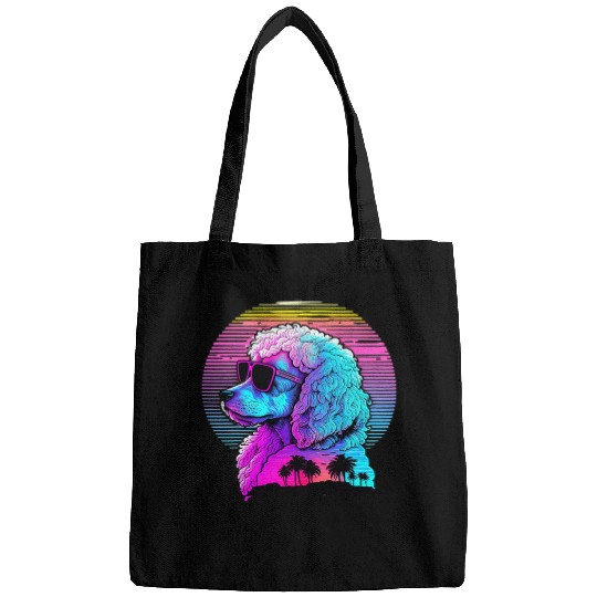 Poodle Pet Synthwave Sunset Aesthetic Bags