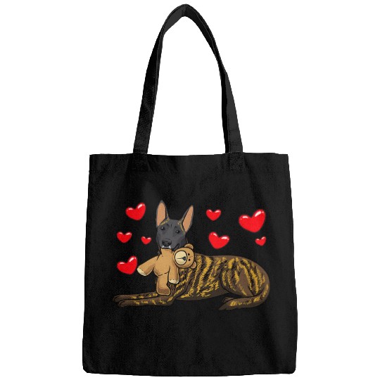 Dutch Shepherd Pet Dog With Stuffed Animal And Hearts Bags