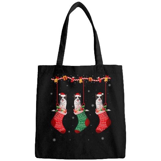 Border Collie Pet Matching Holiday Outfit Border Collie Dog Christmas Socks Bags