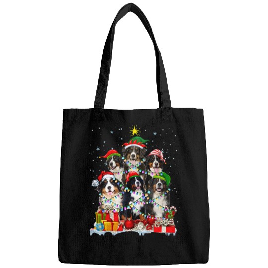 Bernese Mountain Pet Funny Bernese Mountain Dog Christmas Tree Cute Xmas Bags