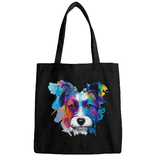 Jack Russell Pet Watercolor Jack Russell Terrier Dog Face Colorful Paint Bags