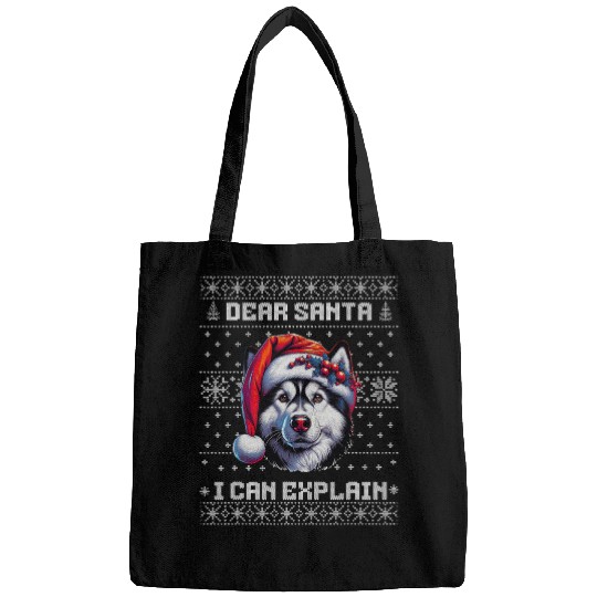 Husky Pet Dear Santa I Can Explain Siberian Husky Ugly Christmas Bags