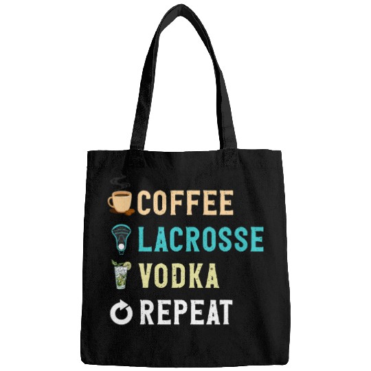 Sport Lacrosse Gift Drinks Lover Funny Coffee Lacrosse Vodka Repeat Novelty Bags