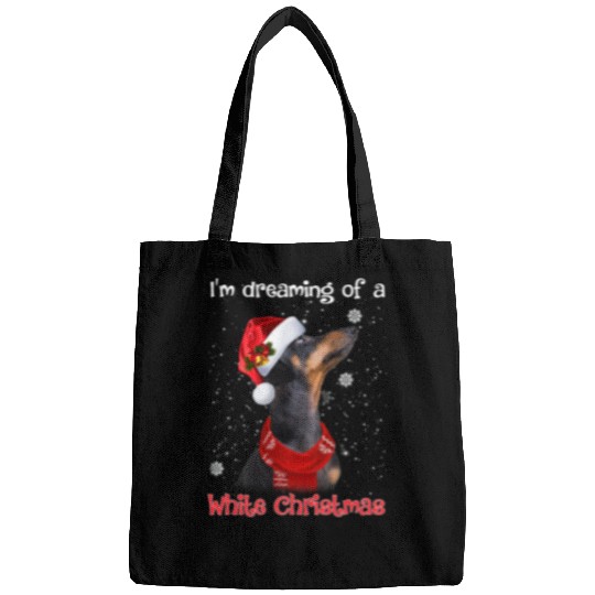 Dachshund Pet White Christmas Santa Hat Bags